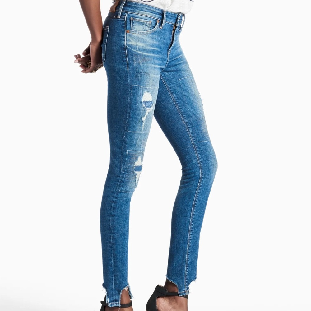 LUCKY BRAND AVA JEANS MID RISE SKINNY JEAN WITH CHEWED HEM SIZE 28